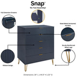 2-Piece DUMBO  5-Drawer Tall Dresser and DUMBO 6-Drawer Double Low Dresser in Midnight Blue 2-DB03-MB Manhattan Comfort