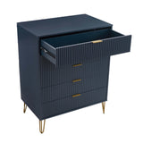 2-Piece DUMBO  5-Drawer Tall Dresser and DUMBO 6-Drawer Double Low Dresser in Midnight Blue 2-DB03-MB Manhattan Comfort