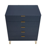 2-Piece DUMBO  5-Drawer Tall Dresser and DUMBO 6-Drawer Double Low Dresser in Midnight Blue 2-DB03-MB Manhattan Comfort