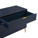 2-Piece DUMBO  5-Drawer Tall Dresser and DUMBO 6-Drawer Double Low Dresser in Midnight Blue 2-DB03-MB Manhattan Comfort