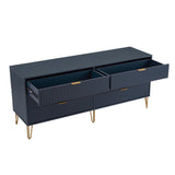 2-Piece DUMBO  5-Drawer Tall Dresser and DUMBO 6-Drawer Double Low Dresser in Midnight Blue 2-DB03-MB Manhattan Comfort