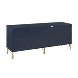 2-Piece DUMBO  5-Drawer Tall Dresser and DUMBO 6-Drawer Double Low Dresser in Midnight Blue 2-DB03-MB Manhattan Comfort