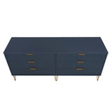 2-Piece DUMBO  5-Drawer Tall Dresser and DUMBO 6-Drawer Double Low Dresser in Midnight Blue 2-DB03-MB Manhattan Comfort