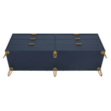 2-Piece DUMBO  5-Drawer Tall Dresser and DUMBO 6-Drawer Double Low Dresser in Midnight Blue 2-DB03-MB Manhattan Comfort