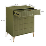 2-Piece DUMBO  5-Drawer Tall Dresser and DUMBO 6-Drawer Double Low Dresser in Olive Green 2-DB03-OG Manhattan Comfort