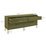 2-Piece DUMBO  5-Drawer Tall Dresser and DUMBO 6-Drawer Double Low Dresser in Olive Green 2-DB03-OG Manhattan Comfort