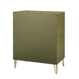 2-Piece DUMBO  5-Drawer Tall Dresser and DUMBO 6-Drawer Double Low Dresser in Olive Green 2-DB03-OG Manhattan Comfort