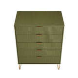 2-Piece DUMBO  5-Drawer Tall Dresser and DUMBO 6-Drawer Double Low Dresser in Olive Green 2-DB03-OG Manhattan Comfort