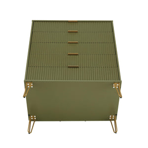 2-Piece DUMBO  5-Drawer Tall Dresser and DUMBO 6-Drawer Double Low Dresser in Olive Green 2-DB03-OG Manhattan Comfort