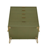 2-Piece DUMBO  5-Drawer Tall Dresser and DUMBO 6-Drawer Double Low Dresser in Olive Green 2-DB03-OG Manhattan Comfort