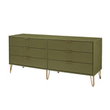 2-Piece DUMBO  5-Drawer Tall Dresser and DUMBO 6-Drawer Double Low Dresser in Olive Green 2-DB03-OG Manhattan Comfort