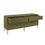 2-Piece DUMBO  5-Drawer Tall Dresser and DUMBO 6-Drawer Double Low Dresser in Olive Green 2-DB03-OG Manhattan Comfort