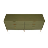 2-Piece DUMBO  5-Drawer Tall Dresser and DUMBO 6-Drawer Double Low Dresser in Olive Green 2-DB03-OG Manhattan Comfort