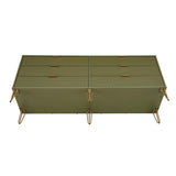 2-Piece DUMBO  5-Drawer Tall Dresser and DUMBO 6-Drawer Double Low Dresser in Olive Green 2-DB03-OG Manhattan Comfort