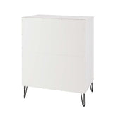 2-Piece DUMBO  5-Drawer Tall Dresser and DUMBO 6-Drawer Double Low Dresser in White and Grey 2-DB03-WG Manhattan Comfort