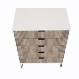 2-Piece DUMBO  5-Drawer Tall Dresser and DUMBO 6-Drawer Double Low Dresser in White and Grey 2-DB03-WG Manhattan Comfort