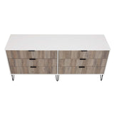 2-Piece DUMBO  5-Drawer Tall Dresser and DUMBO 6-Drawer Double Low Dresser in White and Grey 2-DB03-WG Manhattan Comfort