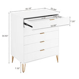 2-Piece DUMBO  5-Drawer Tall Dresser and DUMBO 6-Drawer Double Low Dresser in White 2-DB03-WH Manhattan Comfort