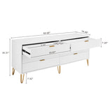 2-Piece DUMBO  5-Drawer Tall Dresser and DUMBO 6-Drawer Double Low Dresser in White 2-DB03-WH Manhattan Comfort