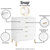 2-Piece DUMBO  5-Drawer Tall Dresser and DUMBO 6-Drawer Double Low Dresser in White 2-DB03-WH Manhattan Comfort