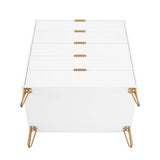 2-Piece DUMBO  5-Drawer Tall Dresser and DUMBO 6-Drawer Double Low Dresser in White 2-DB03-WH Manhattan Comfort