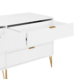 2-Piece DUMBO  5-Drawer Tall Dresser and DUMBO 6-Drawer Double Low Dresser in White 2-DB03-WH Manhattan Comfort