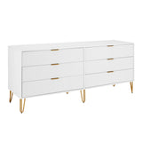 2-Piece DUMBO  5-Drawer Tall Dresser and DUMBO 6-Drawer Double Low Dresser in White 2-DB03-WH Manhattan Comfort