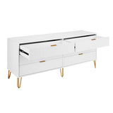 2-Piece DUMBO  5-Drawer Tall Dresser and DUMBO 6-Drawer Double Low Dresser in White 2-DB03-WH Manhattan Comfort