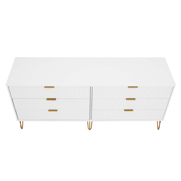 2-Piece DUMBO  5-Drawer Tall Dresser and DUMBO 6-Drawer Double Low Dresser in White 2-DB03-WH Manhattan Comfort