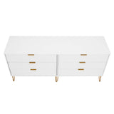 2-Piece DUMBO  5-Drawer Tall Dresser and DUMBO 6-Drawer Double Low Dresser in White 2-DB03-WH Manhattan Comfort