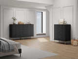 2-Piece DUMBO  5-Drawer Tall Dresser and DUMBO 10-Drawer Double Tall Dresser in Black 2-DB04-BK Manhattan Comfort