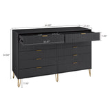 2-Piece DUMBO  5-Drawer Tall Dresser and DUMBO 10-Drawer Double Tall Dresser in Black 2-DB04-BK Manhattan Comfort