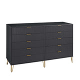 2-Piece DUMBO  5-Drawer Tall Dresser and DUMBO 10-Drawer Double Tall Dresser in Black 2-DB04-BK Manhattan Comfort