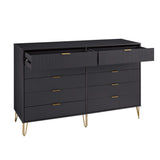 2-Piece DUMBO  5-Drawer Tall Dresser and DUMBO 10-Drawer Double Tall Dresser in Black 2-DB04-BK Manhattan Comfort