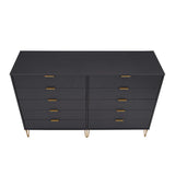 2-Piece DUMBO  5-Drawer Tall Dresser and DUMBO 10-Drawer Double Tall Dresser in Black 2-DB04-BK Manhattan Comfort