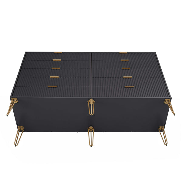 2-Piece DUMBO  5-Drawer Tall Dresser and DUMBO 10-Drawer Double Tall Dresser in Black 2-DB04-BK Manhattan Comfort