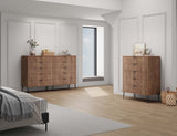 2-Piece DUMBO  5-Drawer Tall Dresser and DUMBO 10-Drawer Double Tall Dresser in Golden Brown 2-DB04-GB Manhattan Comfort