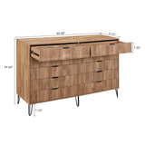 2-Piece DUMBO  5-Drawer Tall Dresser and DUMBO 10-Drawer Double Tall Dresser in Golden Brown 2-DB04-GB Manhattan Comfort