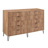 2-Piece DUMBO  5-Drawer Tall Dresser and DUMBO 10-Drawer Double Tall Dresser in Golden Brown 2-DB04-GB Manhattan Comfort