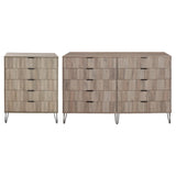 2-Piece DUMBO  5-Drawer Tall Dresser and DUMBO 10-Drawer Double Tall Dresser in Rustic Grey 2-DB04-GY Manhattan Comfort