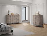 2-Piece DUMBO  5-Drawer Tall Dresser and DUMBO 10-Drawer Double Tall Dresser in Rustic Grey 2-DB04-GY Manhattan Comfort