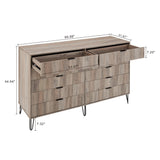 2-Piece DUMBO  5-Drawer Tall Dresser and DUMBO 10-Drawer Double Tall Dresser in Rustic Grey 2-DB04-GY Manhattan Comfort