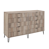 2-Piece DUMBO  5-Drawer Tall Dresser and DUMBO 10-Drawer Double Tall Dresser in Rustic Grey 2-DB04-GY Manhattan Comfort