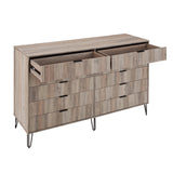 2-Piece DUMBO  5-Drawer Tall Dresser and DUMBO 10-Drawer Double Tall Dresser in Rustic Grey 2-DB04-GY Manhattan Comfort