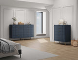 2-Piece DUMBO  5-Drawer Tall Dresser and DUMBO 10-Drawer Double Tall Dresser in Midnight Blue 2-DB04-MB Manhattan Comfort