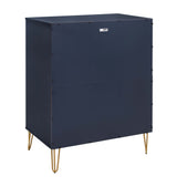 2-Piece DUMBO  5-Drawer Tall Dresser and DUMBO 10-Drawer Double Tall Dresser in Midnight Blue 2-DB04-MB Manhattan Comfort