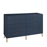 2-Piece DUMBO  5-Drawer Tall Dresser and DUMBO 10-Drawer Double Tall Dresser in Midnight Blue 2-DB04-MB Manhattan Comfort