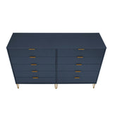 2-Piece DUMBO  5-Drawer Tall Dresser and DUMBO 10-Drawer Double Tall Dresser in Midnight Blue 2-DB04-MB Manhattan Comfort