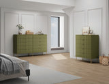 2-Piece DUMBO  5-Drawer Tall Dresser and DUMBO 10-Drawer Double Tall Dresser in Olive Green 2-DB04-OG Manhattan Comfort