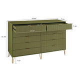 2-Piece DUMBO  5-Drawer Tall Dresser and DUMBO 10-Drawer Double Tall Dresser in Olive Green 2-DB04-OG Manhattan Comfort